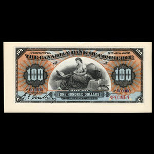 Canada, Canadian Bank of Commerce, 100 dollars : January 8, 1907