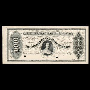 Canada, Commercial Bank of Canada, 1,000 dollars : January 2, 1857