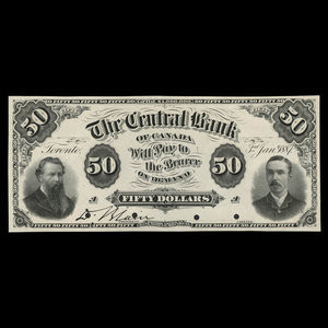 Canada, Central Bank of Canada, 50 dollars : January 3, 1887