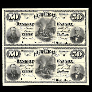 Canada, Federal Bank of Canada, 50 dollars : January 1, 1877