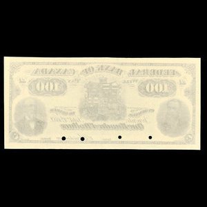 Canada, Federal Bank of Canada, 100 dollars : September 1, 1882