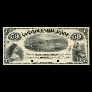 Canada, Banque Ville-Marie, 50 dollars : September 1, 1890