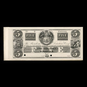 Canada, Commercial Bank of New Brunswick, 5 shillings : 1868
