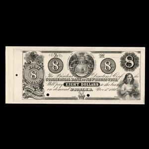 Canada, Commercial Bank of New Brunswick, 8 dollars : November 1, 1860