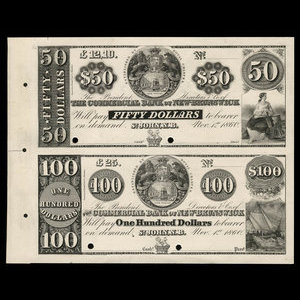 Canada, Commercial Bank of New Brunswick, 50 dollars : November 1, 1860