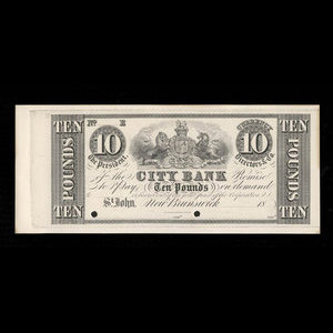 Canada, City Bank (Saint John), 10 pounds : 1839