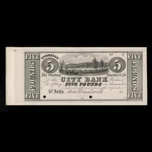 Canada, City Bank (Saint John), 5 pounds : 1839