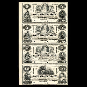 Canada, Saint Francis Bank, 5 dollars : 1856
