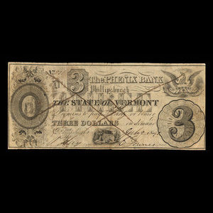 Canada, Phenix Bank, 3 dollars : July 2, 1840