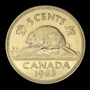 Canada, Elizabeth II, 5 cents : 1983