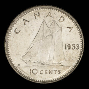 Canada, Elizabeth II, 10 cents : 1953