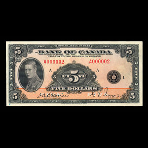 Canada, Bank of Canada, 5 dollars : 1935