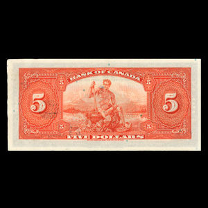 Canada, Bank of Canada, 5 dollars : 1935