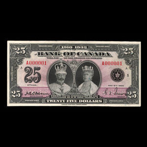 Canada, Bank of Canada, 25 dollars : May 6, 1935