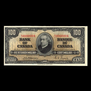Canada, Bank of Canada, 100 dollars : January 2, 1937