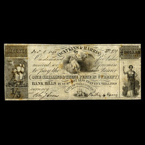 Canada, Watkins & Harris, 15 pence : December 1, 1842