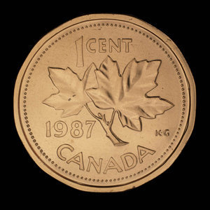 Canada, Elizabeth II, 1 cent : 1987