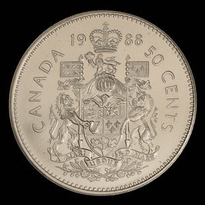 Canada, Elizabeth II, 50 cents : 1988
