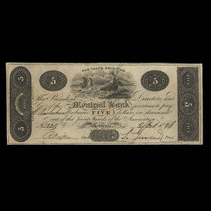 Canada, Montreal Bank, 5 dollars : May 2, 1821