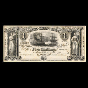 Canada, Bank of Montreal, 1 dollar : 1852
