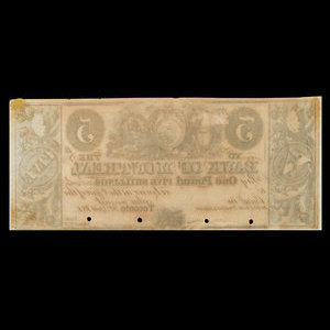 Canada, Bank of Montreal, 5 dollars : April 2, 1844