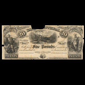 Canada, Bank of Montreal, 20 dollars : 1861