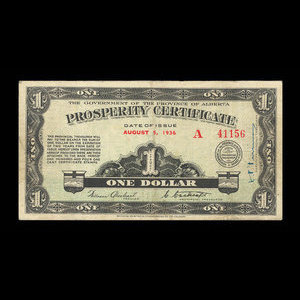 Canada, Alberta - Treasury Department, 1 dollar : October 5, 1936