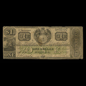 Canada, Commercial Bank of New Brunswick, 1 dollar : November 1, 1860