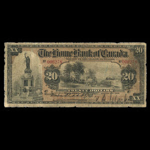 Canada, Home Bank of Canada, 20 dollars : March 2, 1914