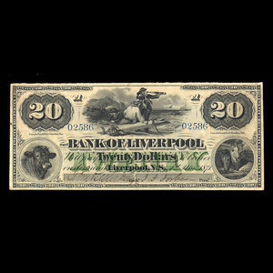 Canada, Bank of Liverpool, 20 dollars : November 1, 1871