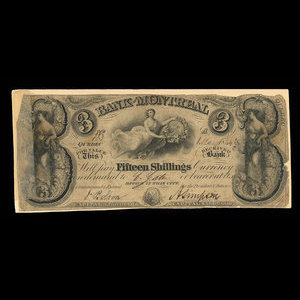Canada, Bank of Montreal, 3 dollars : May 1, 1844