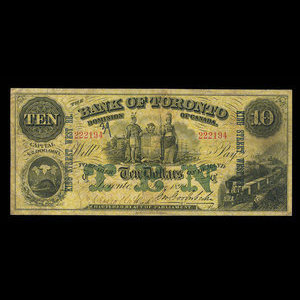 Canada, Bank of Toronto (The), 10 dollars : June 1, 1892