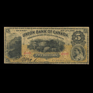 Canada, Union Bank of Canada (The), 5 dollars : August 2, 1886