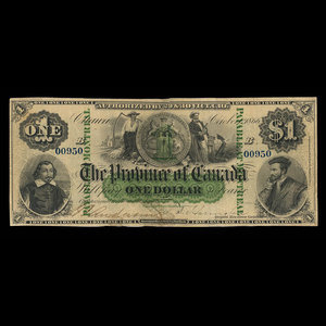 Canada, Province of Canada, 1 dollar : October 1, 1866
