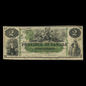 Canada, Province of Canada, 2 dollars : October 1, 1866