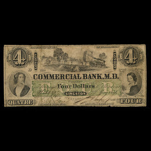 Canada, Commercial Bank of the Midland District, 4 dollars : May 2, 1854