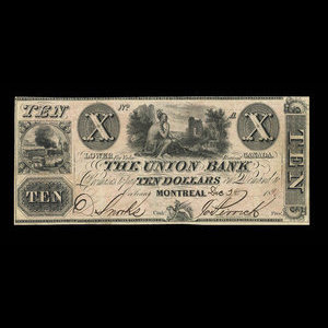Canada, Union Bank, 10 dollars : 1840