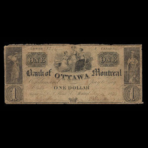 Canada, Bank of Ottawa, 1 dollar : May 18, 1837