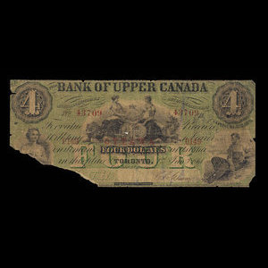 Canada, Bank of Upper Canada (York), 4 dollars : January 1, 1861