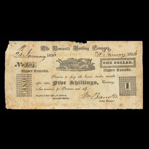 Canada, Newcastle Banking Company, 1 dollar : January 20, 1836