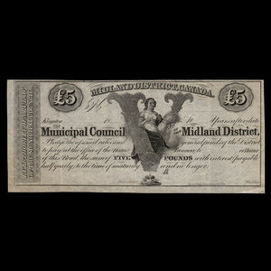 Canada, Municipal Council of the Midland District, 5 pounds : 1862