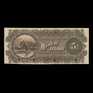 Canada, Bank of Ottawa (The), 5 dollars : November 2, 1880