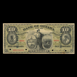 Canada, Bank of Ottawa (The), 10 dollars : November 2, 1880