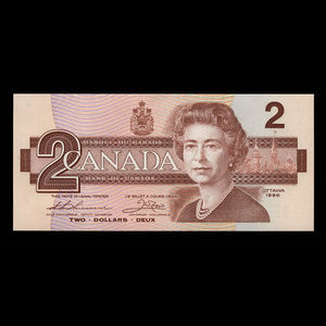 Canada, Bank of Canada, 2 dollars : 1986