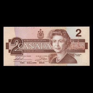 Canada, Bank of Canada, 2 dollars : 1986