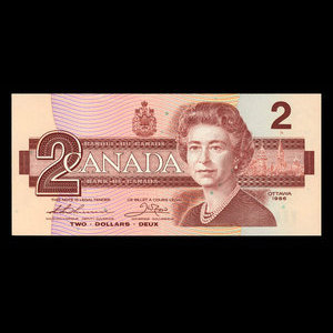 Canada, Bank of Canada, 2 dollars : 1986