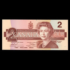 Canada, Bank of Canada, 2 dollars : 1986