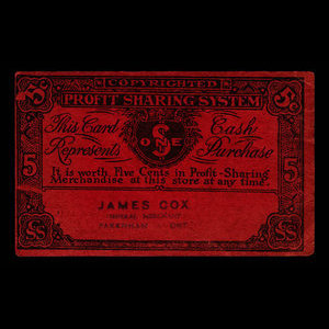 Canada, James Cox, 5 cents : 1965