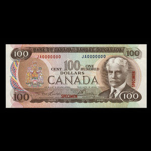 Canada, Bank of Canada, 100 dollars : 1975