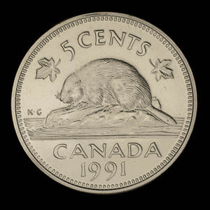 Canada, Elizabeth II, 5 cents : 1991